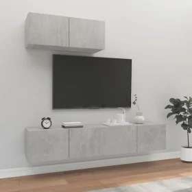 Set de muebles de TV 3 pzas madera contrachapada gris hormigón de vidaXL, Muebles TV - Ref: Foro24-3114473, Precio: 113,76 €,...