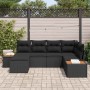 Conjunto de sofá de jardín 6 pcs Negro ratán sintético en Sofás de exterior | Comprar online en Foru.es