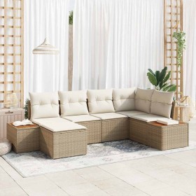Conjunto de sofá de jardín 6 pcs Beige ratán sintético en Sofás de exterior | Comprar online en Foru.es