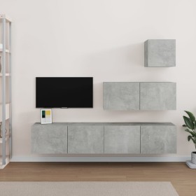 Set de muebles de TV 4 pzas madera contrachapada gris hormigón de vidaXL, Muebles TV - Ref: Foro24-3114649, Precio: 136,74 €,...