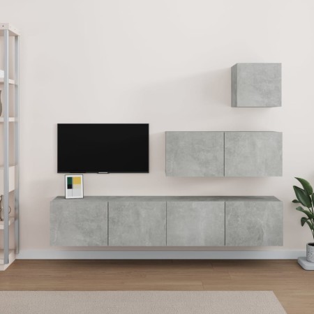 Set de muebles de TV 4 pzas madera contrachapada gris hormigón de vidaXL, Muebles TV - Ref: Foro24-3114649, Precio: 136,74 €,...
