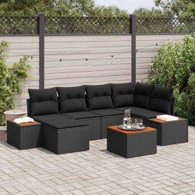 Conjunto de sofá de jardín 7 pcs Negro ratán sintético en Sofás de exterior | Comprar online en Foru.es