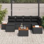 Conjunto de sofá de jardín 7 pcs Negro ratán sintético en Sofás de exterior | Comprar online en Foru.es