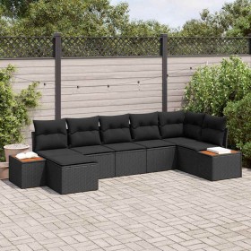 Conjunto de sofá de jardín 7 pcs Negro ratán sintético en Sofás de exterior | Comprar online en Foru.es