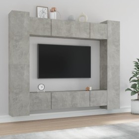 Set de muebles de TV 8 pzas madera contrachapada gris hormigón de vidaXL, Muebles TV - Ref: Foro24-3114233, Precio: 426,31 €,...