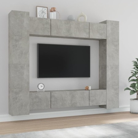 Set de muebles de TV 8 pzas madera contrachapada gris hormigón de vidaXL, Muebles TV - Ref: Foro24-3114233, Precio: 426,31 €,...