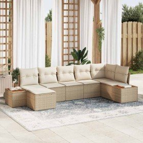 Conjunto de sofá de jardín 7 pcs Beige ratán sintético en Sofás de exterior | Comprar online en Foru.es