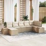 Conjunto de sofá de jardín 7 pcs Beige ratán sintético en Sofás de exterior | Comprar online en Foru.es