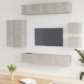Set de muebles de TV 8 pzas madera contrachapada gris hormigón de vidaXL, Muebles TV - Ref: Foro24-3114489, Precio: 301,57 €,...