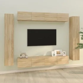 Set de muebles para TV 8 pzas madera contrachapada roble Sonoma de vidaXL, Muebles TV - Ref: Foro24-3114296, Precio: 402,47 €...
