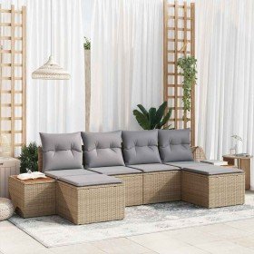 Conjunto de sofá de jardín 6 pcs Beige ratán sintético en Sofás de exterior | Comprar online en Foru.es