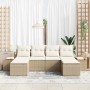 Conjunto de sofá de jardín 6 pcs Beige ratán sintético en Sofás de exterior | Comprar online en Foru.es