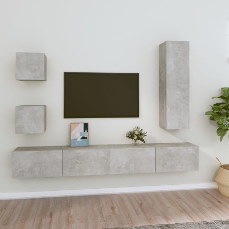 Set de muebles de TV 5 pzas madera contrachapada gris hormigón de vidaXL, Muebles TV - Ref: Foro24-3114449, Precio: 186,73 €,...