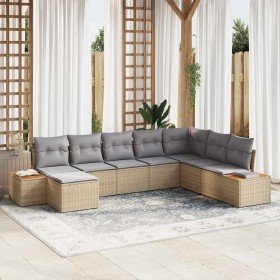 Conjunto de sofás de jardín con cojín 8 pcs Beige Poliratán en Sofás de exterior | Comprar online en Foru.es