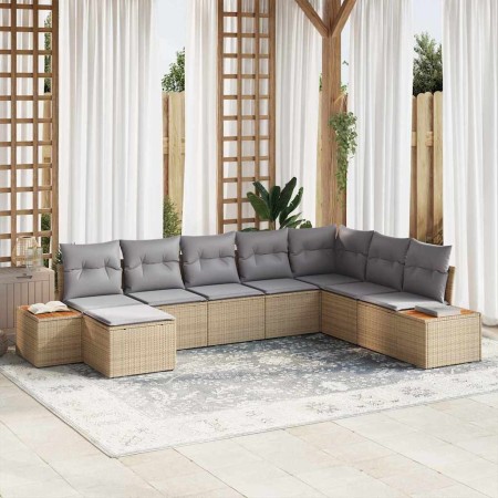 Conjunto de sofás de jardín con cojín 8 pcs Beige Poliratán en Sofás de exterior | Comprar online en Foru.es