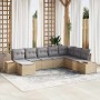 Conjunto de sofás de jardín con cojín 8 pcs Beige Poliratán en Sofás de exterior | Comprar online en Foru.es