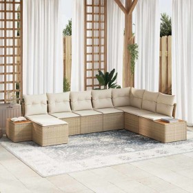 Conjunto de sofás de jardín con cojín 8 pcs Beige Poliratán en Sofás de exterior | Comprar online en Foru.es