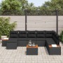 Conjunto de sofás de jardín con cojín 9 pcs Negro Poliratán en Sofás de exterior | Comprar online en Foru.es
