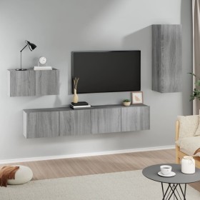 Set de muebles para TV 4 pzas madera contrachapada gris Sonoma de vidaXL, Muebles TV - Ref: Foro24-3114340, Precio: 132,50 €,...