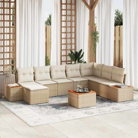Conjunto de sofá de jardín 9 pcs Beige ratán sintético en Sofás de exterior | Comprar online en Foru.es