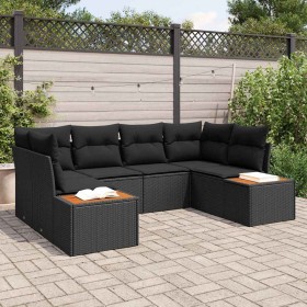 Conjunto de sofá de jardín 6 pcs Negro ratán sintético en Sofás de exterior | Comprar online en Foru.es