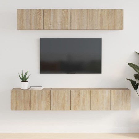 Set de muebles para TV 5 pzas madera contrachapada roble Sonoma de vidaXL, Muebles TV - Ref: Foro24-3114424, Precio: 168,69 €...