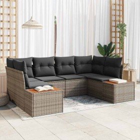 Conjunto de sofá de jardín con cojín 6 pcs Gris ratán sintético en Sofás de exterior | Comprar online en Foru.es
