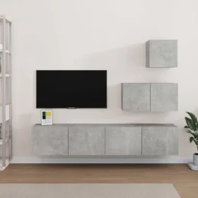 Set de muebles de TV 4 pzas madera contrachapada gris hormigón de vidaXL, Muebles TV - Ref: Foro24-3114641, Precio: 124,25 €,...