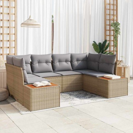 Conjunto de sofá de jardín 6 pcs Beige ratán sintético en Sofás de exterior | Comprar online en Foru.es