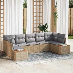 Conjunto de sofá de jardín 7 pcs Beige ratán sintético en Sofás de exterior | Comprar online en Foru.es