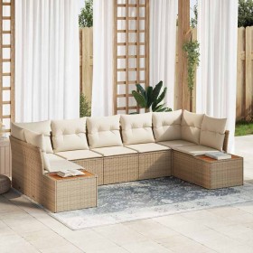 Conjunto de sofá de jardín 7 pcs Beige ratán sintético en Sofás de exterior | Comprar online en Foru.es