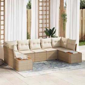 Conjunto de sofá de jardín 7 pcs Beige ratán sintético en Sofás de exterior | Comprar online en Foru.es