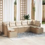 Conjunto de sofá de jardín 7 pcs Beige ratán sintético en Sofás de exterior | Comprar online en Foru.es