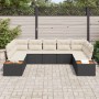 Conjunto de sofás de jardín con cojín 9 pcs Negro Poliratán en Sofás de exterior | Comprar online en Foru.es