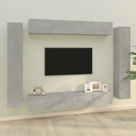 Set de muebles de TV 8 pzas madera contrachapada gris hormigón de vidaXL, Muebles TV - Ref: Foro24-3114297, Precio: 428,95 €,...