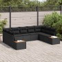 Conjunto de sofás de jardín con cojín 9 pcs Negro Poliratán en Sofás de exterior | Comprar online en Foru.es