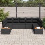 Conjunto de sofás de jardín con cojín 9 pcs Negro Poliratán en Sofás de exterior | Comprar online en Foru.es
