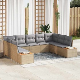 Conjunto de sofás de jardín con cojín 9 pcs Beige Poliratán en Sofás de exterior | Comprar online en Foru.es