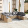 Conjunto de sofás de jardín con cojín 9 pcs Beige Poliratán en Sofás de exterior | Comprar online en Foru.es