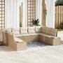 Conjunto de sofás de jardín con cojín 9 pcs Beige Poliratán en Sofás de exterior | Comprar online en Foru.es