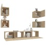 Set de muebles para TV 6 pzas madera contrachapada roble sonoma de vidaXL, Muebles TV - Ref: Foro24-3114256, Precio: 157,86 €...