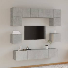 Set de muebles de TV 8 pzas madera contrachapada gris hormigón de vidaXL, Muebles TV - Ref: Foro24-3114409, Precio: 244,15 €,...