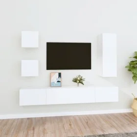 5-piece white plywood TV furniture set by vidaXL, TV Furniture - Ref: Foro24-3114438, Price: 194,47 €, Discount: %