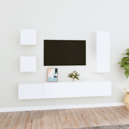 Set de muebles para TV 5 piezas madera contrachapada blanco de vidaXL, Muebles TV - Ref: Foro24-3114438, Precio: 199,98 €, De...