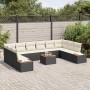 Conjunto de sofás de jardín con cojín 11 pcs Negro Poliratán en Sofás de exterior | Comprar online en Foru.es