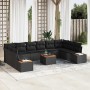 Conjunto de sofás de jardín con cojín 11 pcs Negro Poliratán en Sofás de exterior | Comprar online en Foru.es