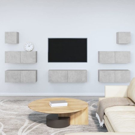 Set de muebles de TV 7 pzas madera contrachapada gris hormigón de vidaXL, Muebles TV - Ref: Foro24-3114545, Precio: 239,02 €,...