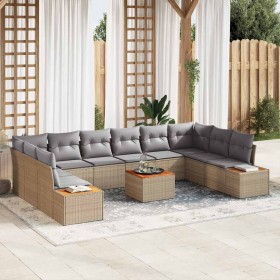 Conjunto de sofás de jardín con cojín 11 pcs Beige Poliratán en Sofás de exterior | Comprar online en Foru.es