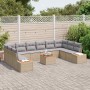 Conjunto de sofás de jardín con cojín 11 pcs Beige Poliratán en Sofás de exterior | Comprar online en Foru.es