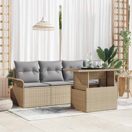 Conjunto de sofá de jardín 5 pcs Beige ratán sintético en Sofás de exterior | Comprar online en Foru.es